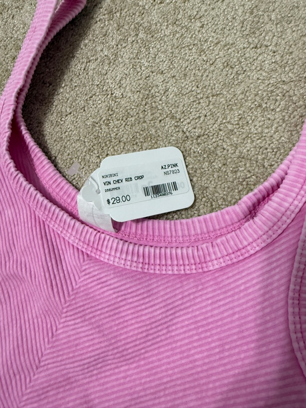 Nikibiki Pink Ribbed Cropped Tank Top - Picture 3 of 3